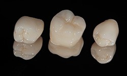 an assortment of dental crowns